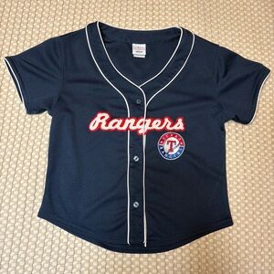 VTG Texas Rangers Lady Slugger Embroidered Button Jersey Large MLB